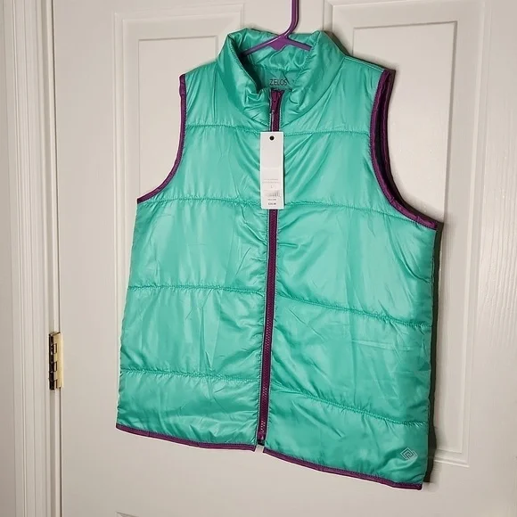 Zelos Girls Seafoam Purple Puffer Vest Size L NWT - Picture 2 of 10